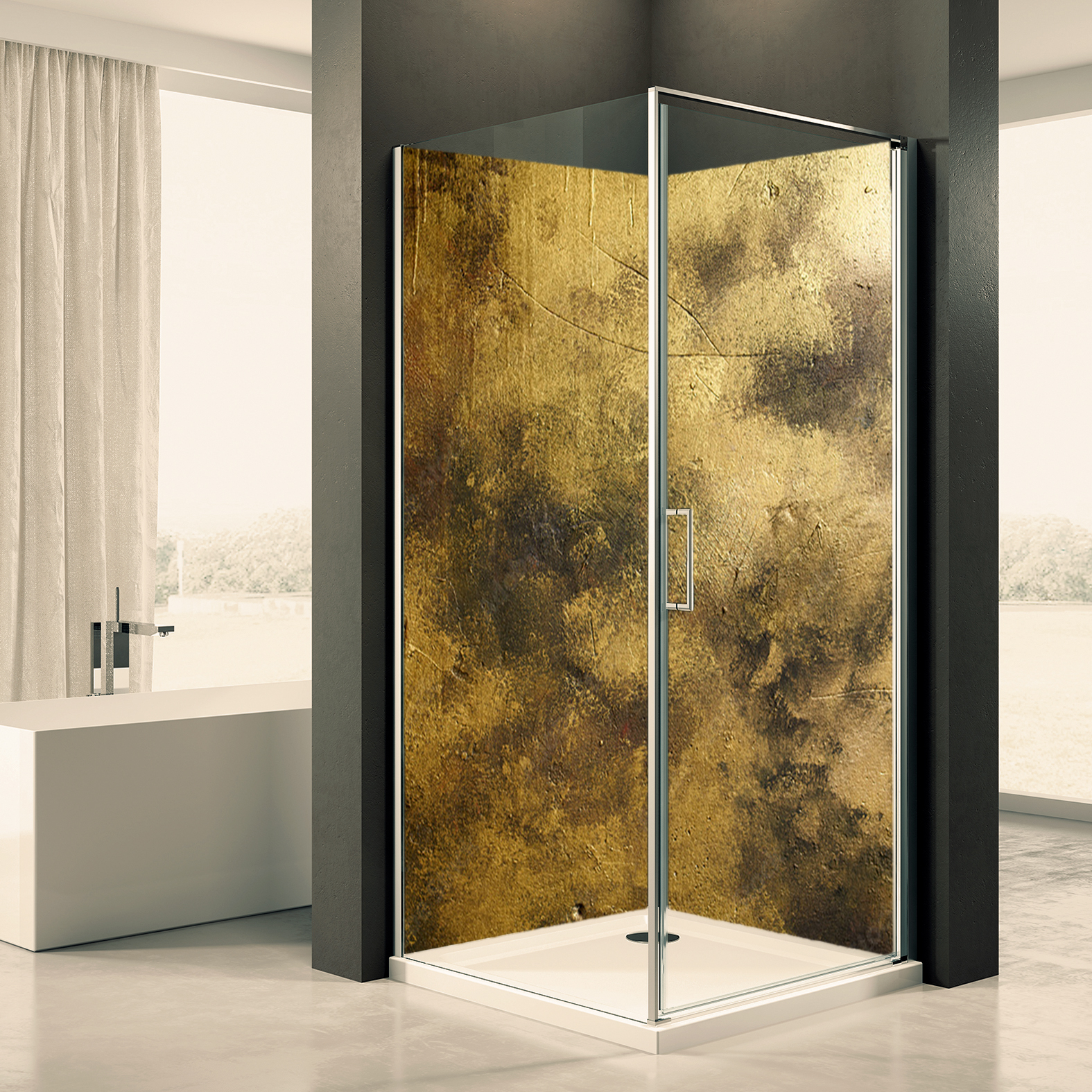 Duschr Ckwand Gold Motiv Indivisuell