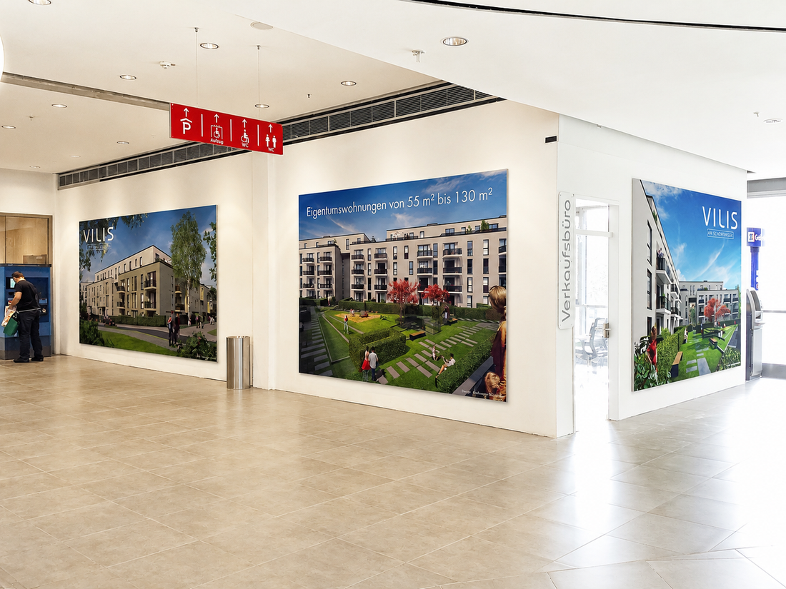 Spannrahmen in Einkaufszentrum